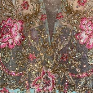 Jovani teal, sky blue prom dress